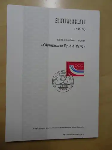 Bund ETB Ersttagsblätter Jahrgang 1976 komplett (5580)