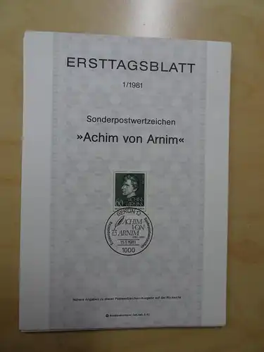 Berlin ETB Ersttagsblätter Jahrgang 1981 komplett (5591)