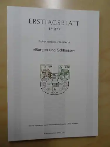 Bund ETB Ersttagsblätter Jahrgang 1977 komplett (5582)