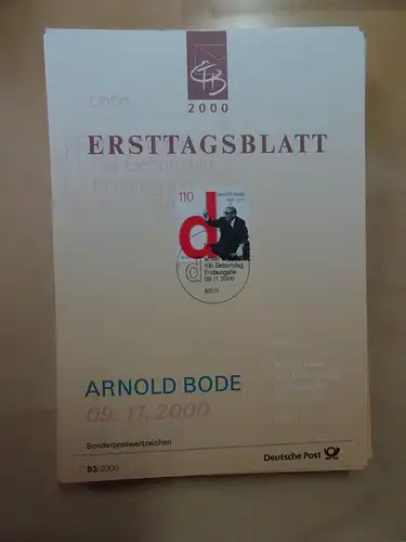 Bund ETB Ersttagsblätter Jahrgang 2000 komplett (5619)