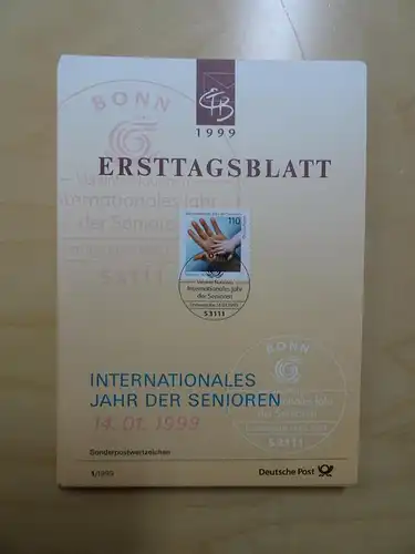 Bund ETB Ersttagsblätter Jahrgang 1999 komplett (5618)