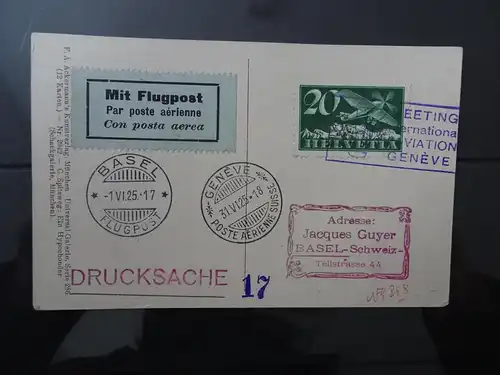 Schweiz Michel 213 Flugpost Bsael-Luzern 1926 (10841)