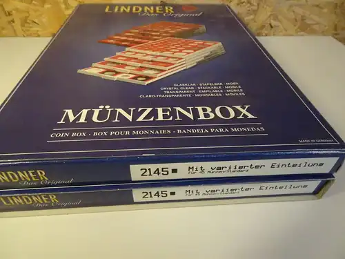 2 Lindner Münzboxen Art. 2145 für 55 Münzen variabel (25796)