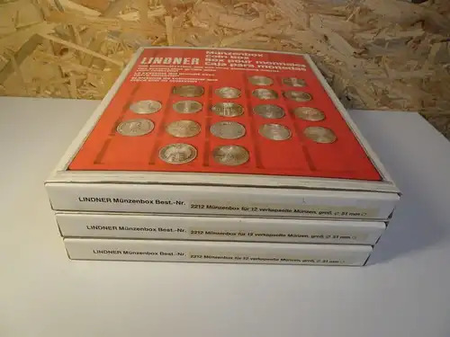 3 Lindner Münzboxen Art. 2212 für 12 Münzen 51mm (25800)
