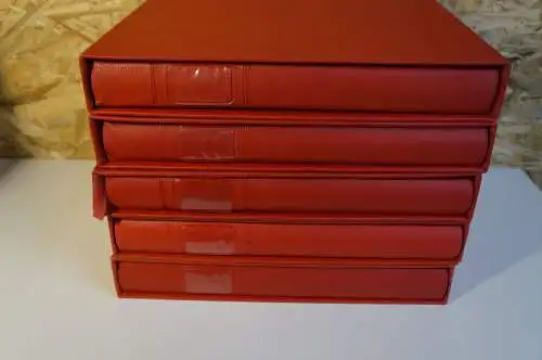 5 Lindner Binder rot mit Schuber leer (27175)
