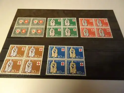 Schweiz Michel 641-645 Pro Patria 1957 Viererblock postfrisch (25339)