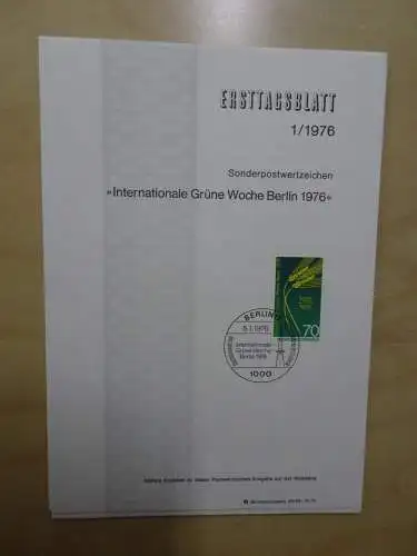 Berlin ETB Ersttagsblätter Jahrgang 1976 komplett (5581)