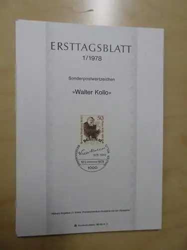 Berlin ETB Ersttagsblätter Jahrgang 1978 komplett (5585)