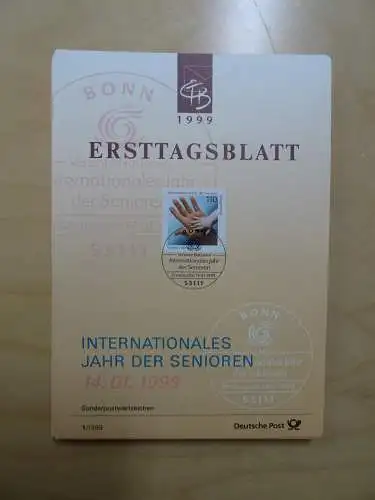 Bund ETB Ersttagsblätter Jahrgang 1999 komplett (5618)