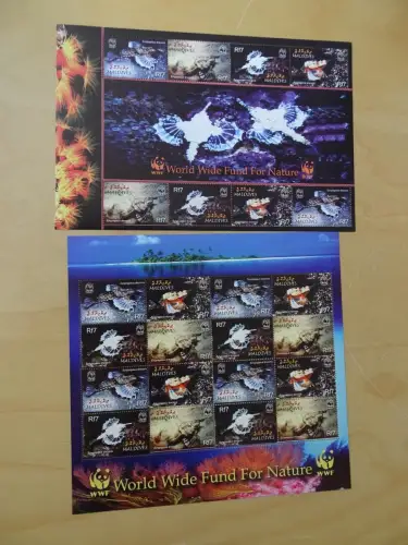 Malediven 2 verschiedene Kleinbogen 4407/10 postfrisch Meerestiere (14136H)