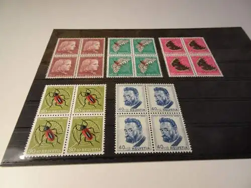 Schweiz Michel 588-592 Pro Juventute 1953 Viereblocks postfrisch (25355)