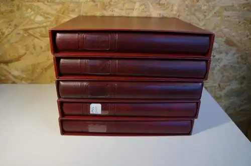 5 Lindner Binder rot mit Schuber leer (29890)