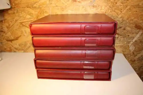 5 Lindner Binder rot mit Schuber leer (30863)