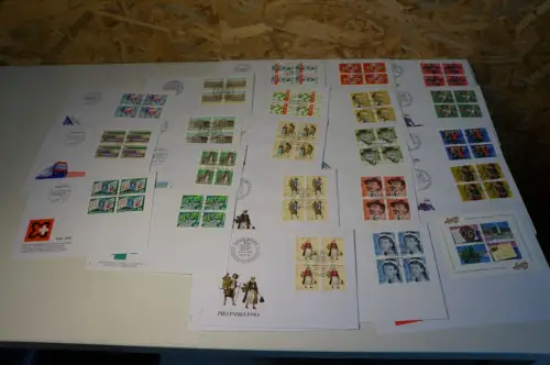 Schweiz Jahrgang 1990 Viererblock FDC komplett (32606)