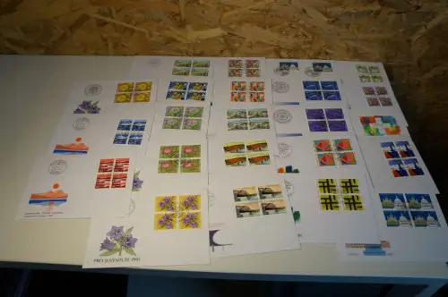 Schweiz Jahrgang 1991 Viererblock FDC komplett (32607)