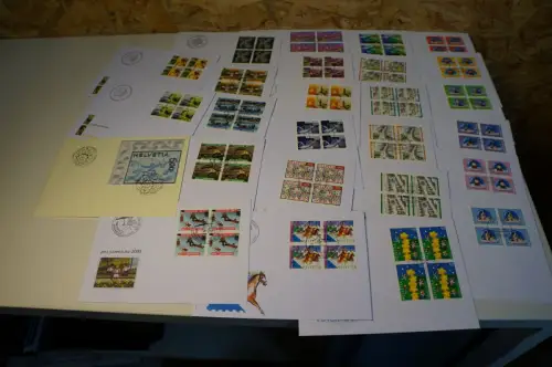Schweiz Jahrgang 2000 Viererblock FDC fast komplett (32616)