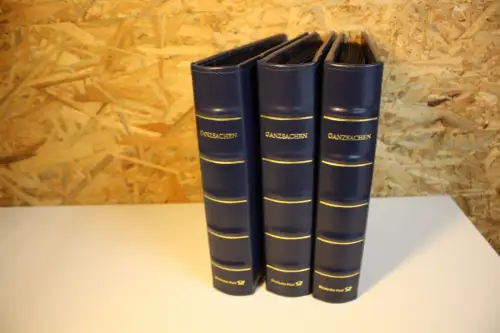 3 Dt. Post Ganzsachen Alben blau mit Hüllen (33157)