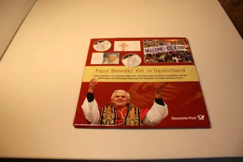 Papst Benedikt Folder mit Marken + 2 Silbermünzen 2006 (33324)