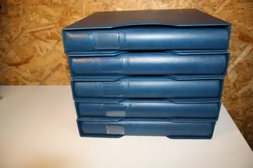 5 Lindner Binder blau mit Schuber leer (33491)