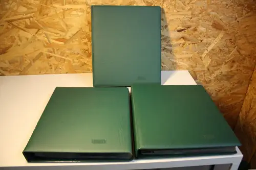 3 Lindner Alben grün mit 140 1er Hüllen (33568)