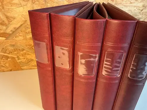 5 Lindner ETB Alben rot mit Hüllen (33794)