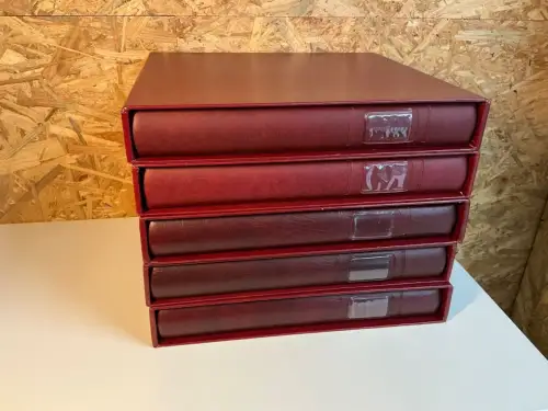 5 Lindner Binder rot mit Schuber leer (34018)