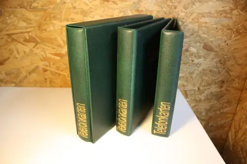 3 Telefonkarten Alben grün mit 25 Hüllen (33624)