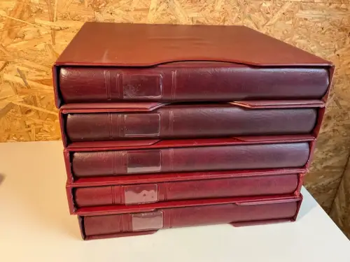 5 Lindner Binder rot mit Schuber leer (34356)