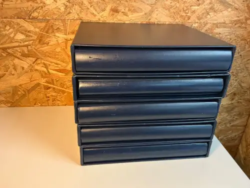 5 Lindner Binder blau mit Schuber leer (34655)