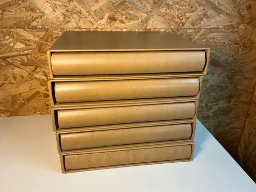 5 Lindner Binder beige mit Schuber leer (34656)