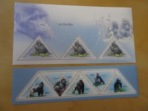 Guinea Michel 8701/05 + Bl. 2002 Gorillas postfrisch (14129)