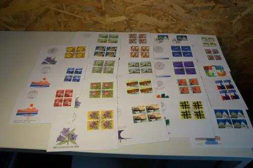 Schweiz Jahrgang 1991 Viererblock FDC komplett (32607)