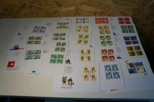 Schweiz Jahrgang 1990 Viererblock FDC komplett (32606)