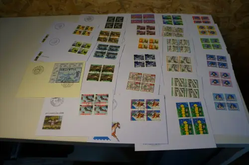 Schweiz Jahrgang 2000 Viererblock FDC fast komplett (32616)