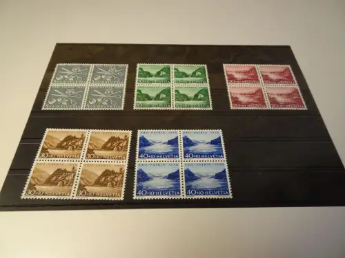 Schweiz Michel 627-631 Pro Patria 1956 Viererblock postfrisch (25338)