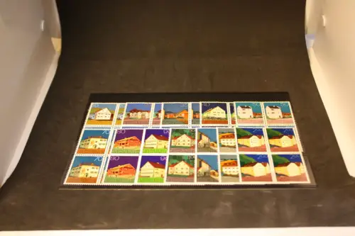 Liechtenstein Michel 694-705 Viererblocke postfrisch Gebäude (32753)