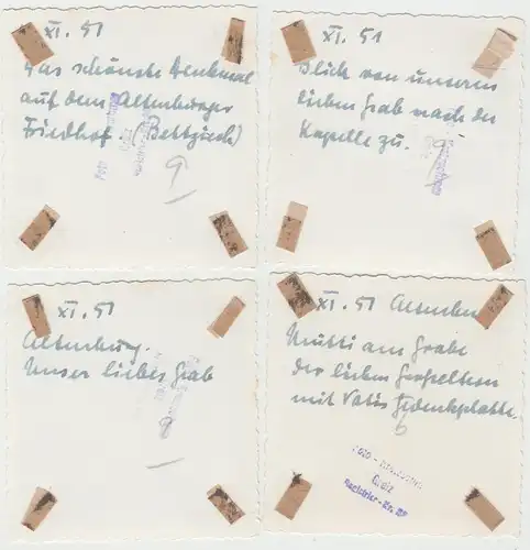 (F6115) 4x Orig. Foto Altenburg i.T., Friedhof, Kapelle, Gräber 1951