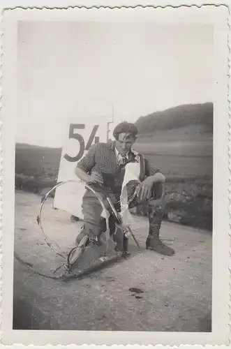 (F31109) Orig. Foto Schulgleiter nach einer Bruchlandung 28.11.1934