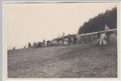 (F31082) Orig. Foto Segelflieger am Startplatz in Kirchheim Teck 1930er
