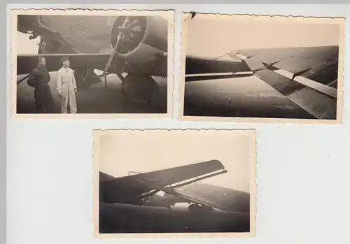 (F31058) 3x Orig. Foto Flugplatz Altenburg, Zusammenstoß zweier Ju-52