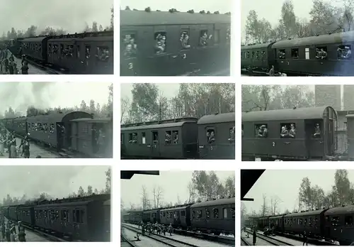 (F31047) 9x Orig. Negativ Flugplatz Altenburg, Zug am Güterbahnhof 1940er