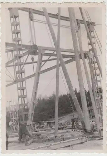 (F30929) Orig. Foto Flugplatz Altenburg Nobitz, Bau einer Flugzeughalle 1930er