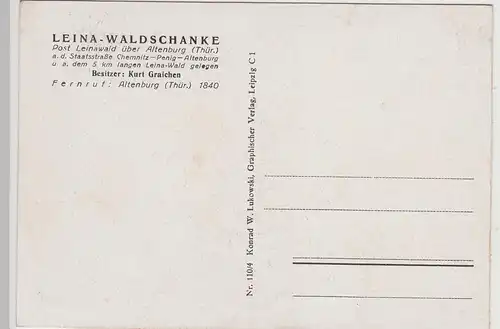 (116003) AK Altenburg Nobitz, Leina-Waldschänke, Biergarten 1940er