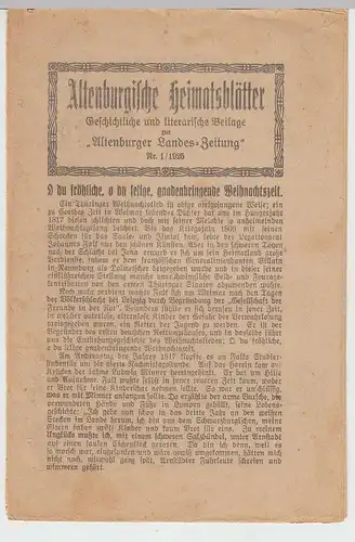 (Bu8) Altenburgische Heimatsblätter, Heft, 8 Seiten, Nr.1 1925