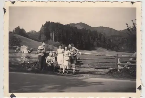 (F9844) Orig. Foto Wanderer an der Viehweide, bei Bad Wiessee 1936