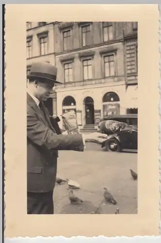 (F9836) Orig. Foto Hamburg, Herr Walter Paul füttert Tauben 1935