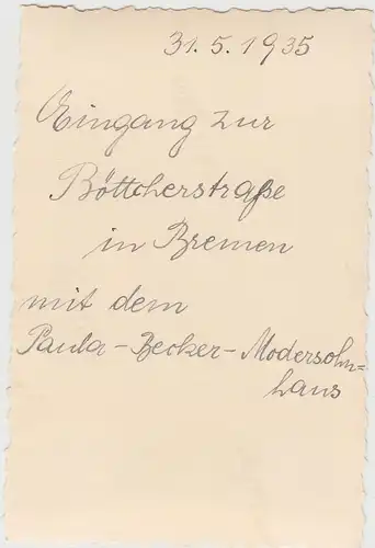 (F9824) Orig. Foto Bremen, Eingang zur Böttcher-Straße, Paula Becker Modersohn-H