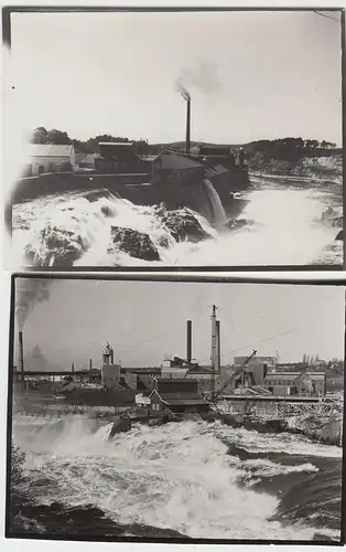 (F9771) 2x Orig. Foto Sarpsborg, Schleuse, Wehr, Fabrik, vor 1945