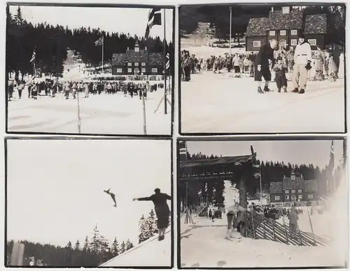 (F9756) 4x Orig. Foto Holmenkollen, Skisprung, Langlauf, Skimuseum vor 1945