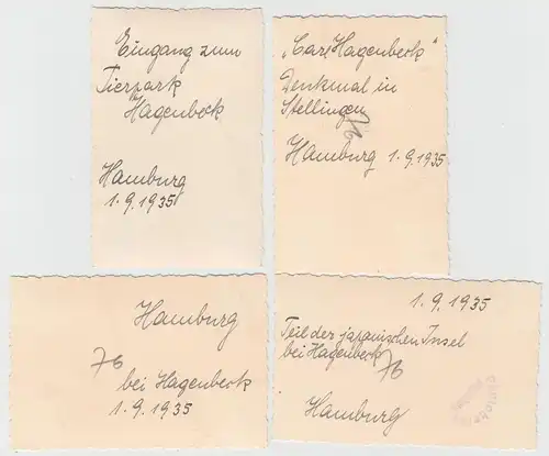 (F9741) 4x Orig. Foto Hamburg, Tierpark Hagenbeck, verschiedene Ansichten 1935